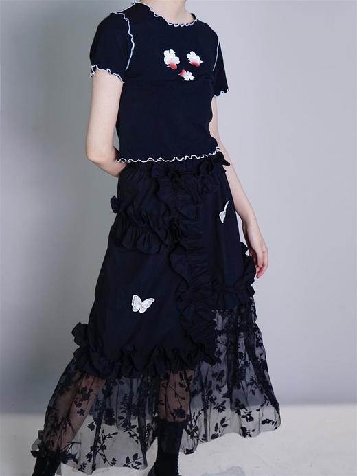 fragileheart易碎商店黑色不规则半身裙设计感小众夏季薄款纱裙女 商品图2