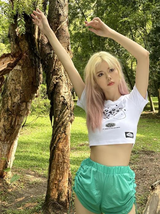 MATEMATE原创两色少女爱的丘比特logo显瘦百搭紧身纯欲甜酷短袖 商品图2