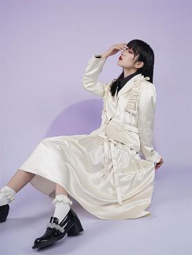 fragileheart易碎商店缎面蝴蝶结黑色立体感小众西装春款短外套女