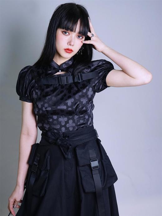 fragileheart原创印花修身短款衬衣2021春季改良旗袍机能上衣衬衫 商品图2