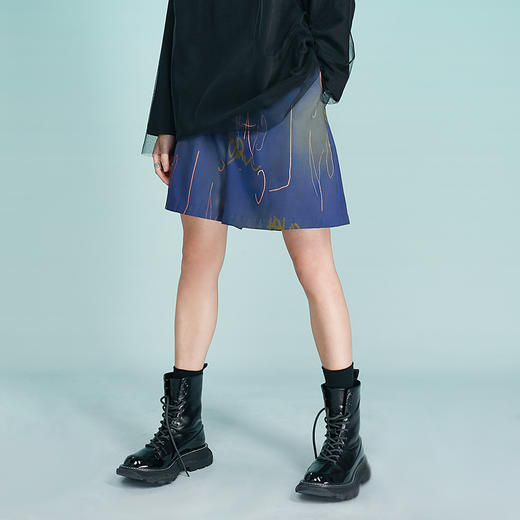 HOLONOMIC 原创设计绑带印花宽松阔腿短裤 商品图1