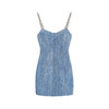 EhK 夏季女设计感高腰蓝色水洗纹理牛仔链条吊带连衣裙 商品缩略图4