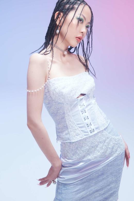 EhK 紫色提花小心机镂空设计 可拆卸链条可两穿 裹胸吊带上衣女 商品图1