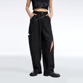 HOLONOMIC 原创不规则镂空分割链条设计感小众宽松牛仔阔腿裤