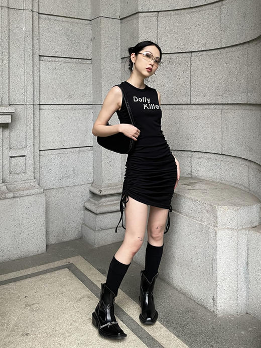 EhK 玩偶杀手Dolly killer性感约会辣妹烫钻抽绳连衣裙 2021春款 商品图3