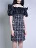 fragileheart黑色拼接裙子泡泡袖格子连衣裙女2021新款春方领短裙 商品缩略图2