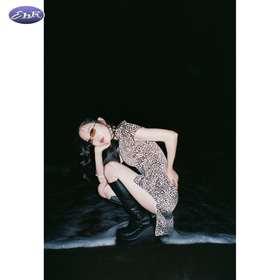 EhK 春夏 新年鸿运 白色拼色可调拉链 豹纹旗袍连衣裙年会礼服裙