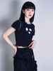 fragileheart原创设计显瘦短袖黑T恤夏 BM风花朵修身弹力短款上衣 商品缩略图2