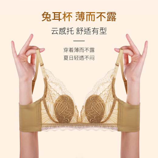 【首推】万康专利款蕾丝背心文胸女士内衣兔子耳朵内杯超薄款夏天文胸聚 商品图0