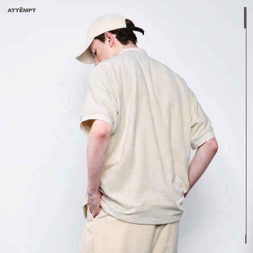 ATTEMPT AW20 复古A logo刺绣毛巾布短袖 Polo 衫 商品图3