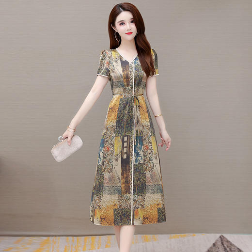 YWE  BOSY97印花连衣裙修身短袖大码气质【优】 商品图2