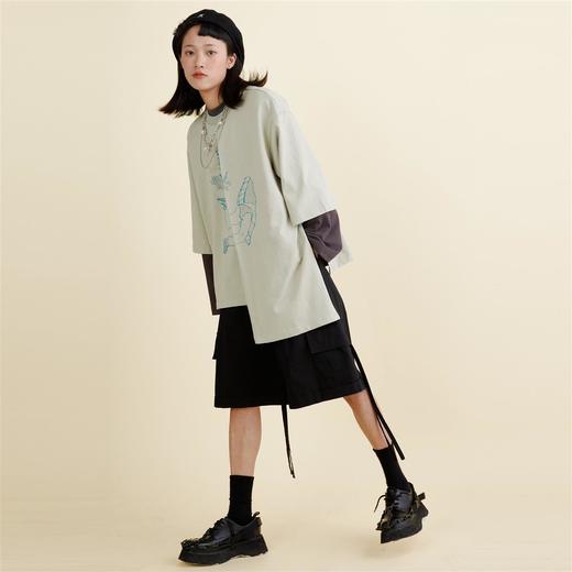 HOLONOMIC 原创设计感小众印花不规则宽松T恤 商品图0