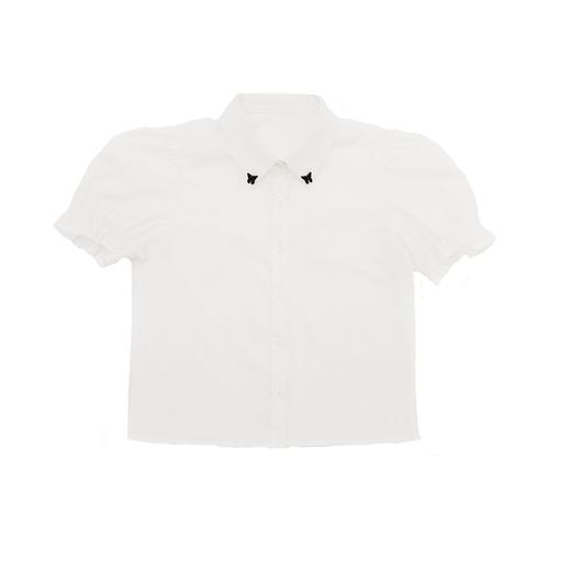 Cigaberry 2020夏季新款少女荷叶边百搭白色法式泡泡袖衬衫纯棉 商品图4