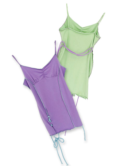 MATEMATE原创纯欲风拼色绑带吊带夏天紧身短裙 商品图4