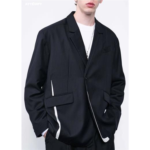 ATTEMPT  折叠褶皱暗条纹六开身休闲西装 商品图1