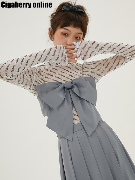 Cigaberry2021春夏英文字母图案弹力百搭打底衫紧身甜酷辣妹修身 商品图1