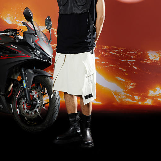 WHISTLEHUNTER(WSTHT)不对称廓形骑士五分裤立体剪裁宽松百搭短裤 商品图2