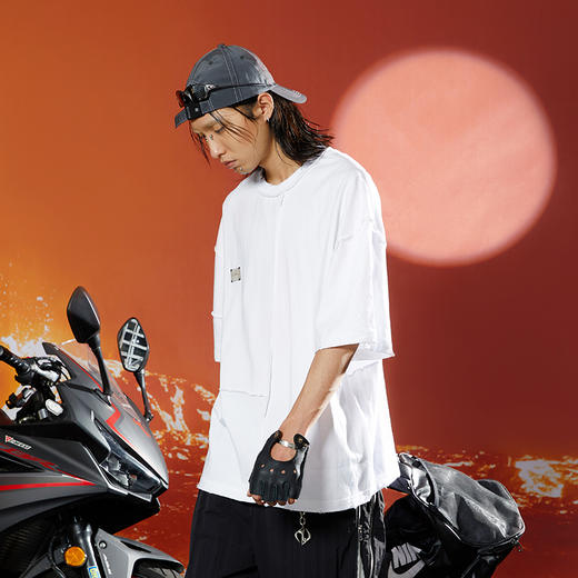 WHISTLEHUNTER(WSTHT)基础金属标圆领短袖 反向缝线宽松落肩T恤 商品图1