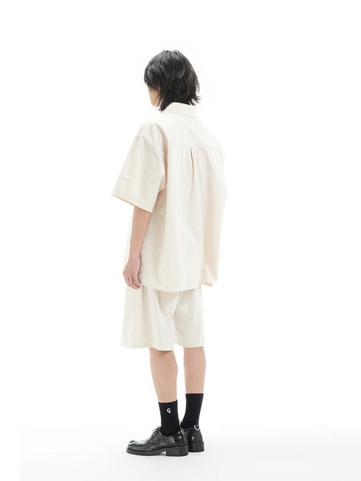 TERRAINCOGNITA21SS米白色宽松廓形百搭休闲衬衫基础通勤短袖男女 商品图3