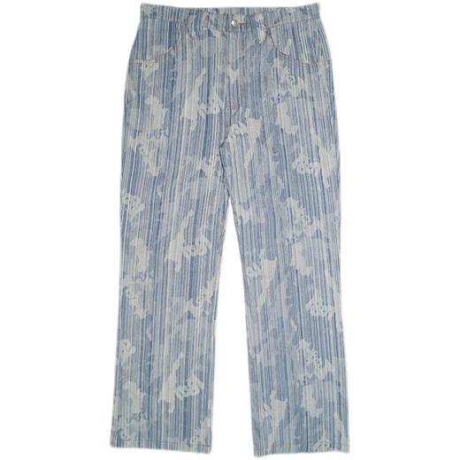 SFTTR 2021SS定制织线竖纹洗水牛仔裤喇叭不规则纹理宽松男女长裤 商品图3