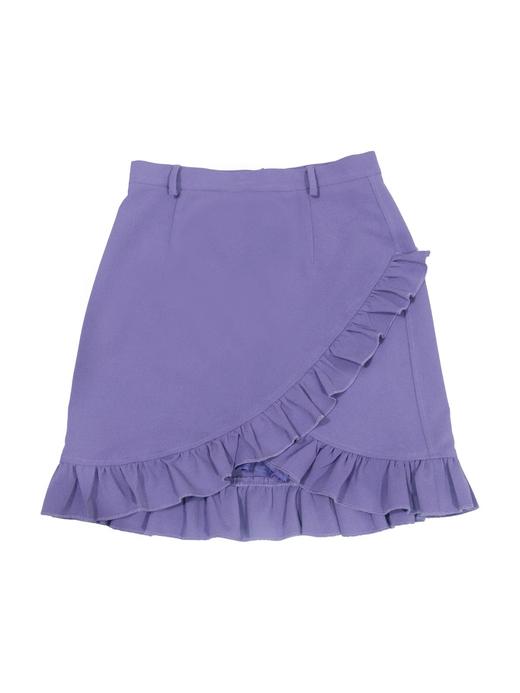 【fragileheart易碎商店春季纯色黑色花边不规则包臀裙紫色短裙女 商品图3