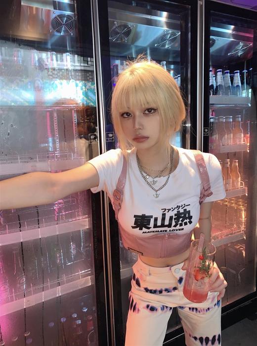 MATEMATE原创暗粉色甜酷吊带调节扣装饰鳄鱼纹腰封 商品图0