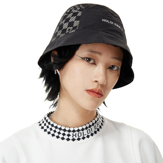 HOLONOMIC 原创设计棋盘格拼接尼龙网纱渔夫帽 商品图3