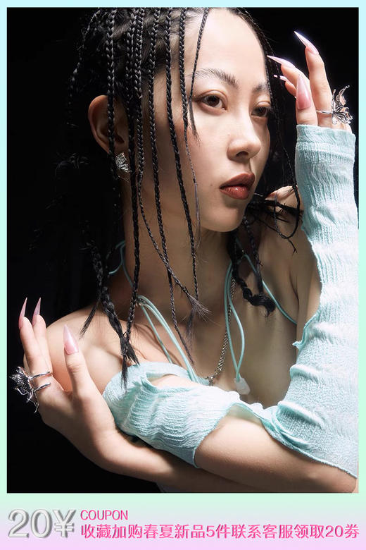 EhK 弹力双色 防晒袖套 斜肩设计感百搭长袖搭配款 商品图0