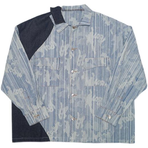 SFTTR 2021SS定制织线竖纹后背镂空裁片解构廓形短款外套牛仔夹克 商品图4