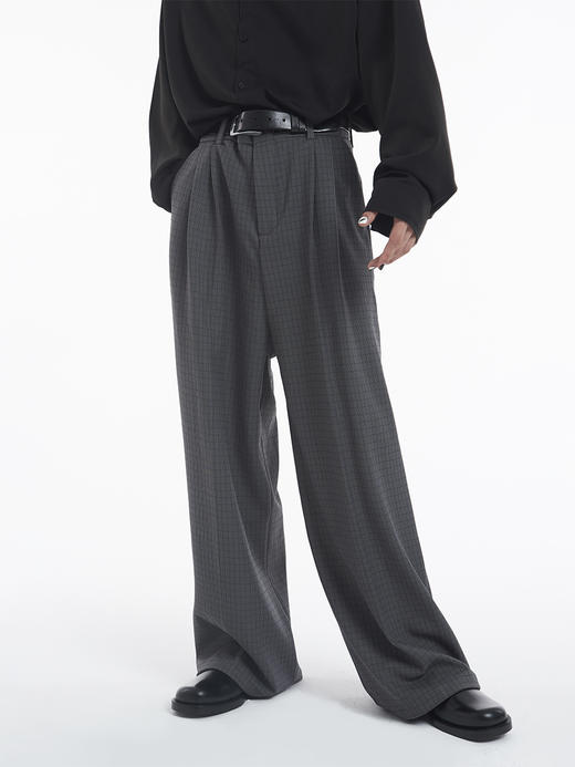 TERRAINCOGNITA2021SS春夏新款复古格纹宽松阔腿西裤百搭休闲长裤 商品图2