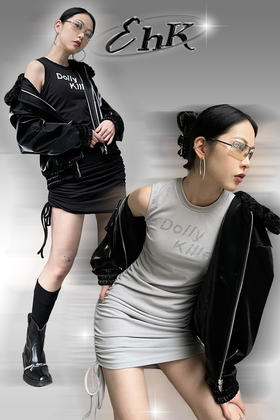 EhK 玩偶杀手Dolly killer性感约会辣妹烫钻抽绳连衣裙 2021春款