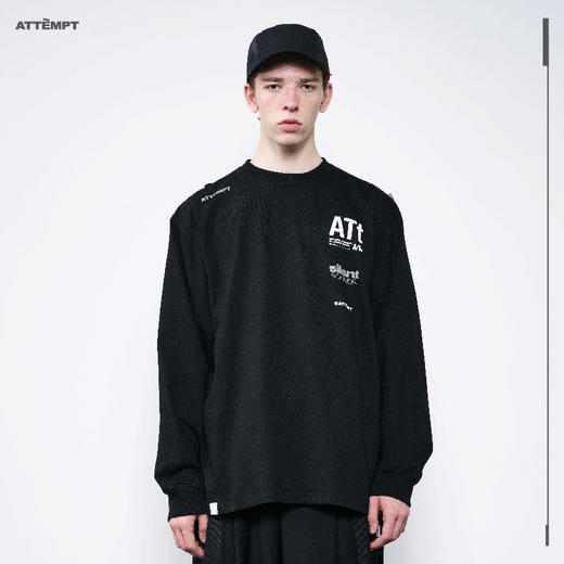 ATTEMPT 定番产品 "ATt" LOGO Tee 渐变几何印花宽松落肩长袖T恤 商品图2