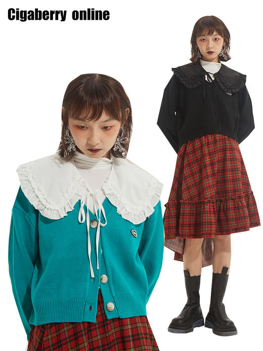 百搭少女感荷叶木耳边绑带假领子衬衣领毛衣领秋冬心机搭配单品 商品图0