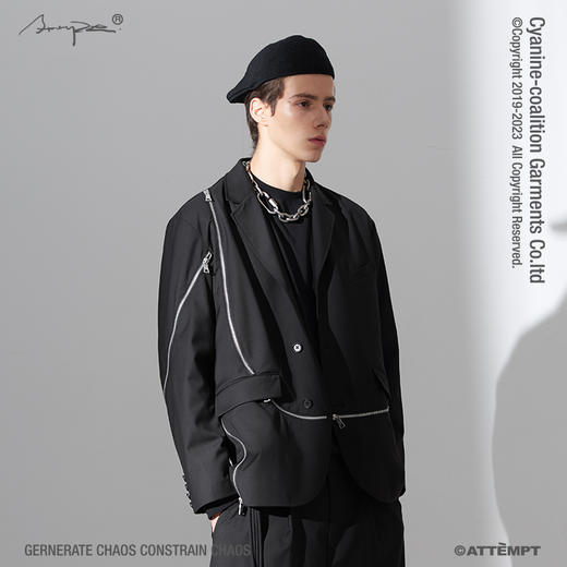 ATTEMPT  金属拉链弧线分割西装2.0 商品图1