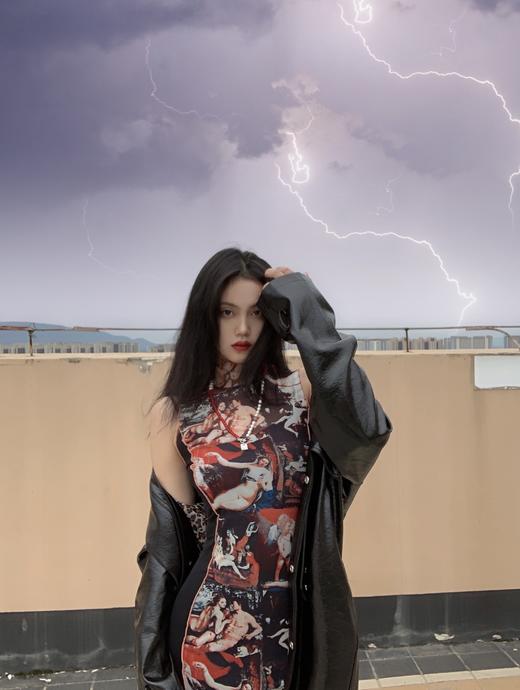 EhK 文艺复兴油画印花 网纱连衣裙 两件套 商品图1