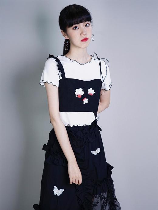 fragileheart原创短款花朵吊带不规则花边肩带内搭抹胸背心不退换 商品图1