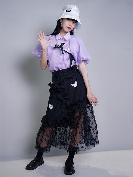 fragileheart原创刺绣花朵渔夫帽秋薄百搭白蕾丝花边防晒遮阳帽女 商品图2