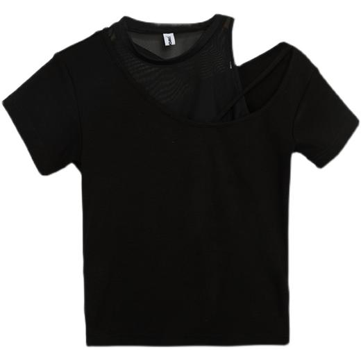 HOLONOMIC 原创网纱拼接镂空修身设计感小众短袖T恤 商品图4