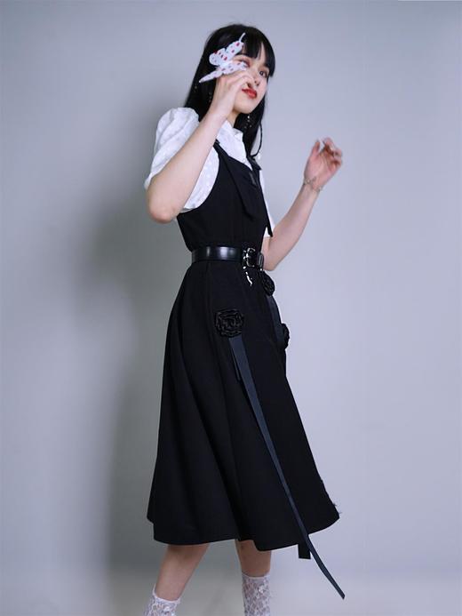 fragileheart易碎商店原创立体玫瑰花朵机能风织带背带连衣裙春季 商品图2