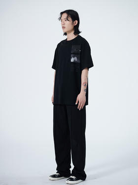 TERRAINCOGNITA2021SS春夏新款毛巾绣双领解构宽松主题印花短袖男