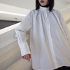 EhK秋冬 白色 百搭休闲 设计款 领口抽褶绑带衬衣 商品缩略图2