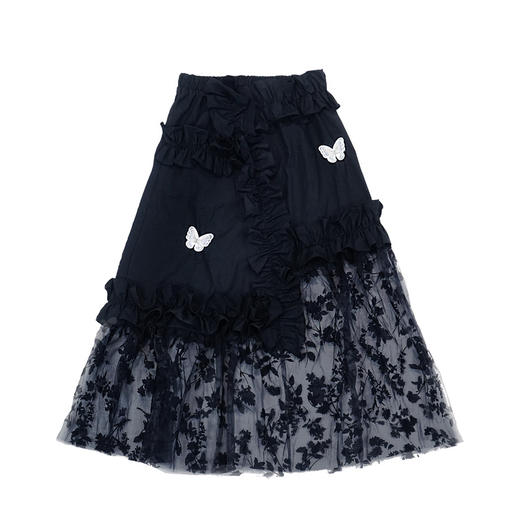 fragileheart易碎商店黑色不规则半身裙设计感小众夏季薄款纱裙女 商品图3