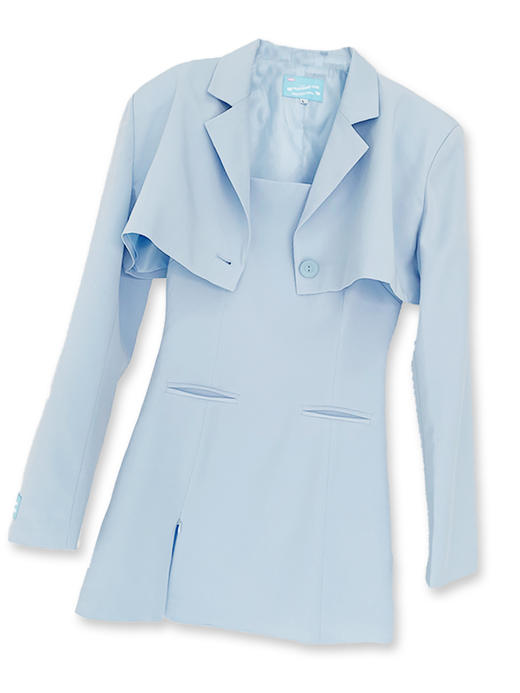 MATEMATE原创baby蓝超舒服套装短西装外套&西装吊带连衣裙 商品图4