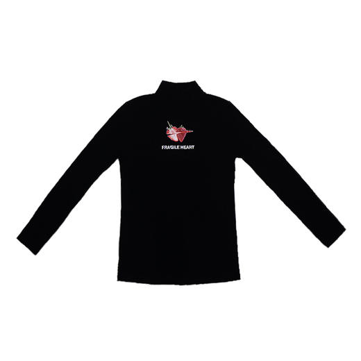 fragileheart易碎商店春季原创印花小高领修身黑白打底衫女针织衫 商品图3