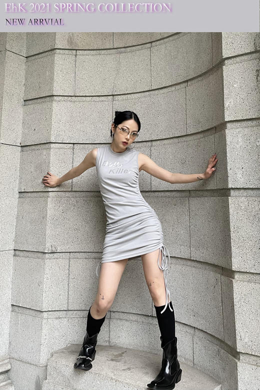 EhK 玩偶杀手Dolly killer性感约会辣妹烫钻抽绳连衣裙 2021春款 商品图2