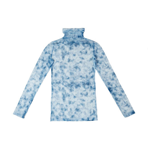 fragileheart蓝色扎染打底衫女春堆堆高领修身显瘦上衣蕾丝内搭新 商品图3