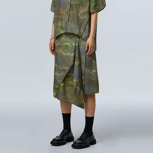 HOLONOMIC「第八大陆」原创设计不规则解构搭片印花半身裙 商品图1