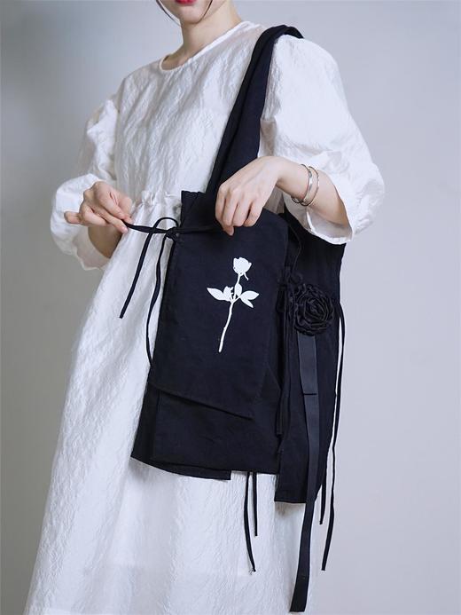 fragileheart原创设计玫瑰托特包女学院暗黑风男女同款系带单肩包 商品图2