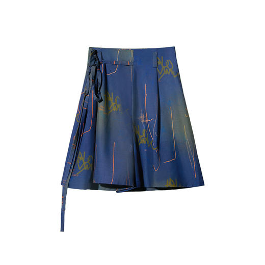 HOLONOMIC 原创设计绑带印花宽松阔腿短裤 商品图4