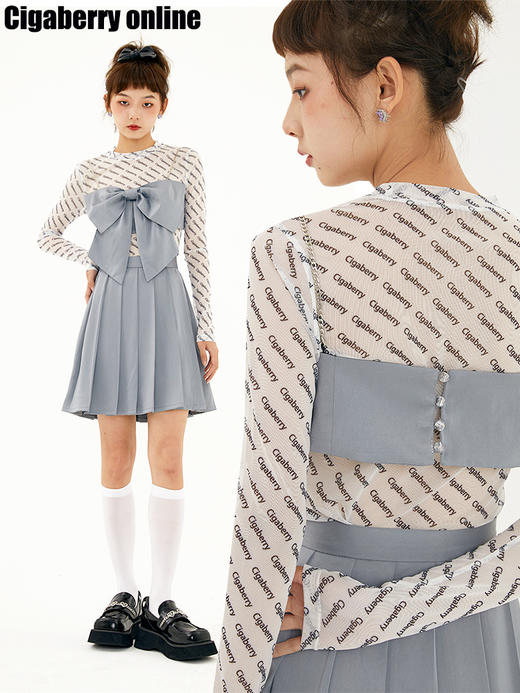 Cigaberry2021春夏英文字母图案弹力百搭打底衫紧身甜酷辣妹修身 商品图0